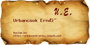 Urbancsok Ernő névjegykártya